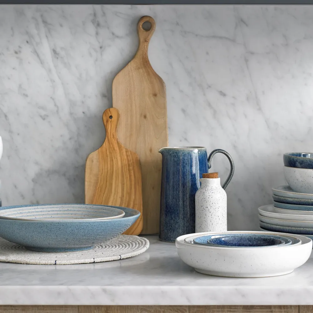 Denby Kom Studio Blue Ridged Pebble 1000 ml New