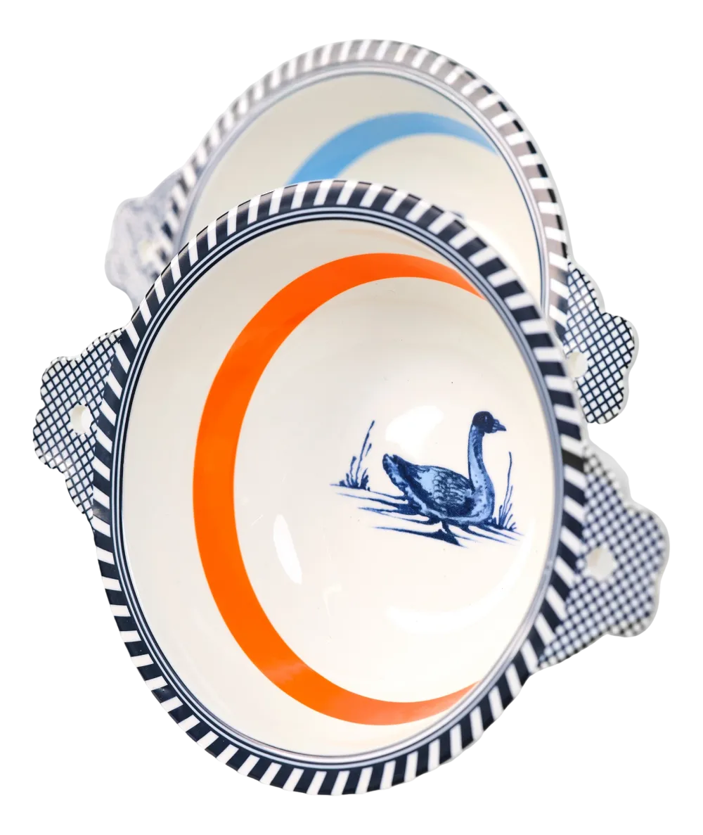 POLSPOTTEN Kom x Rijksmuseum Bird Patterned Orange 17 cm