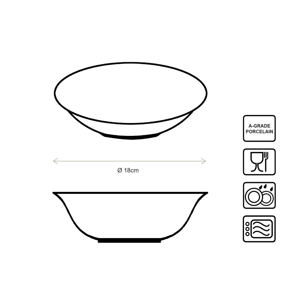 Kom vtwonen Bowl White-Blue Line 18 cm (Set van 6)