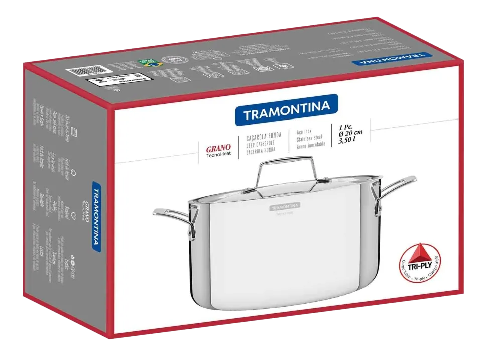 Kookpan Tramontina Grano 3-Laags Zilver 20 cm