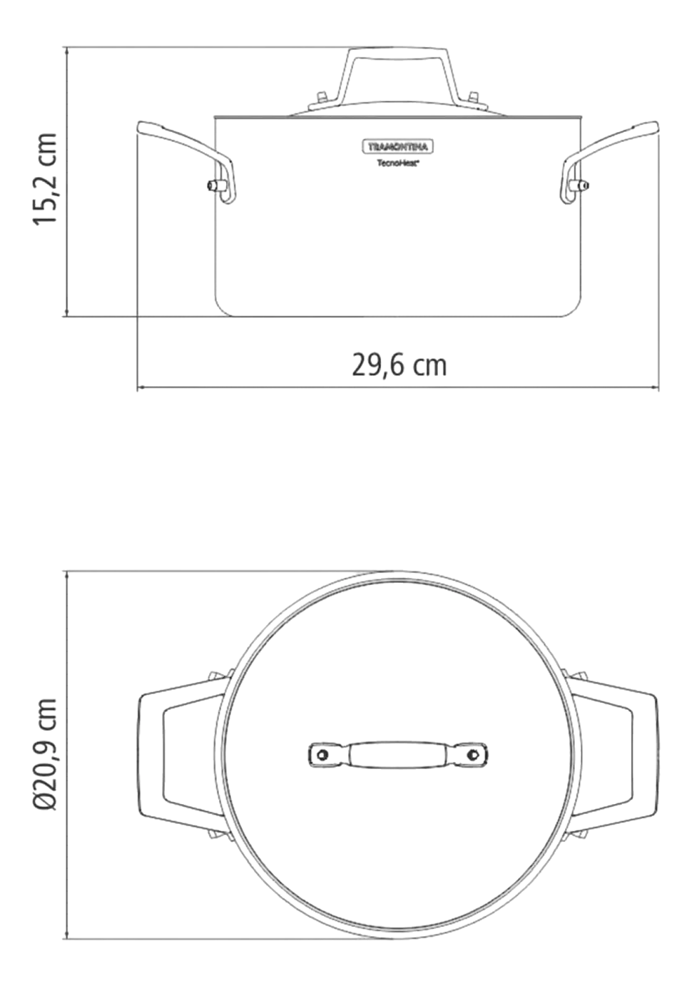Kookpan Tramontina Grano 3-Laags Zilver 20 cm