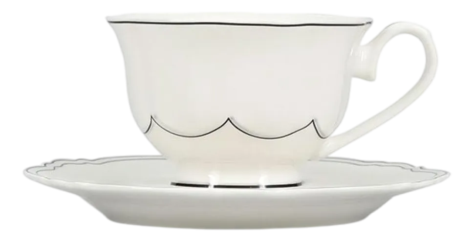 Kop en Schotel Salt & Pepper Odette White / Black 190 ml (Set van 2)