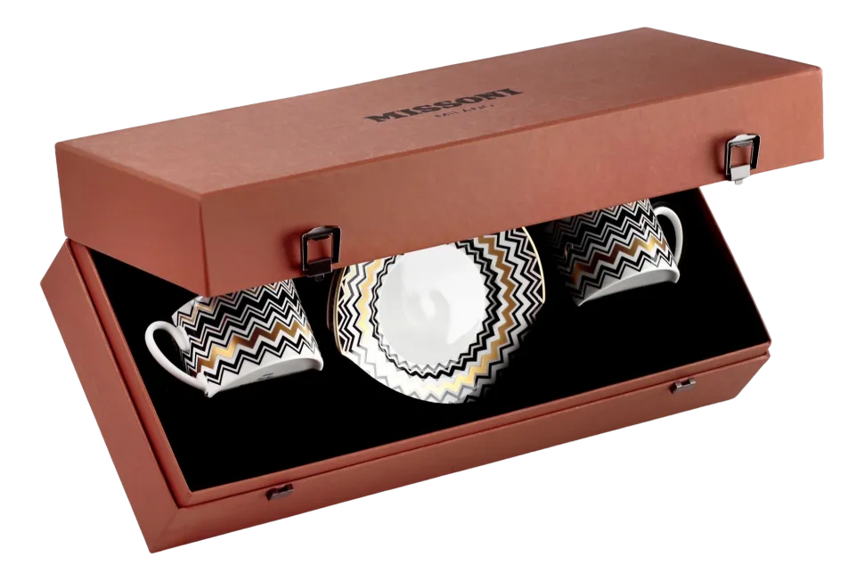 Kop & Schotel Missoni Luxury Gift Box Zig Zag Gold 220 ml (Set van 2)