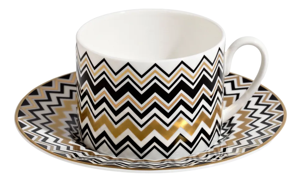 Kop & Schotel Missoni Luxury Gift Box Zig Zag Gold 220 ml (Set van 2)