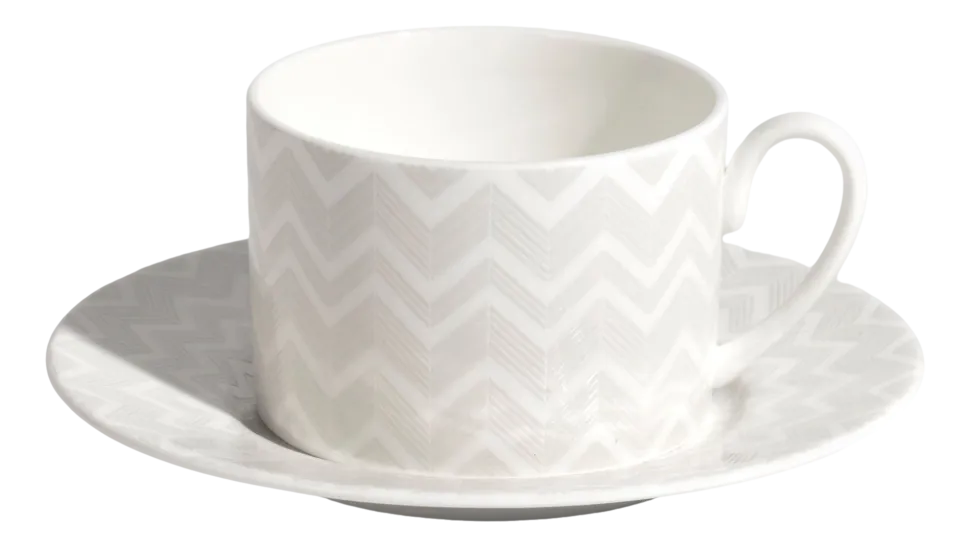 Kop & Schotel Missoni Luxury Gift Box Zig Zag White 220 ml (Set van 2)