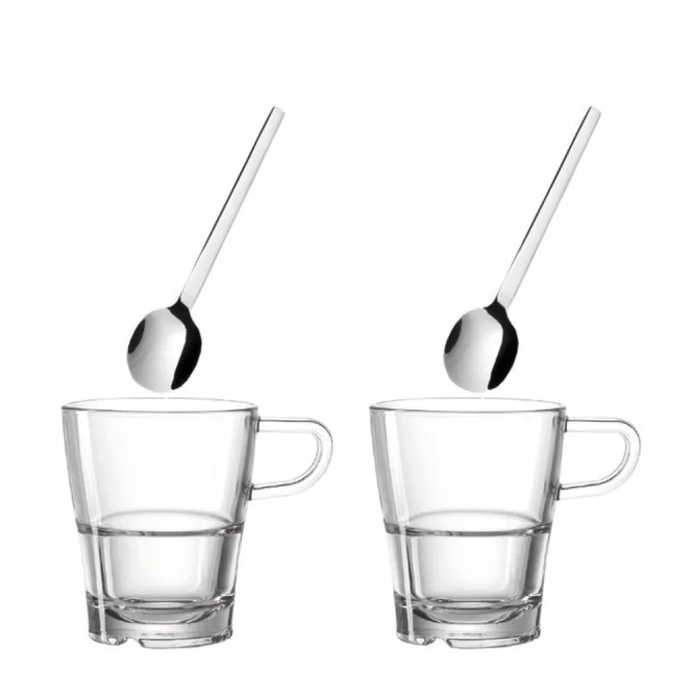 Leonardo Latte Macchiato Glas Senso 250 ml met lepel (4-delig) Hot