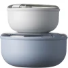 Lunchbox Omada Pull Box Rond Blauw/Wit (2-Delig)