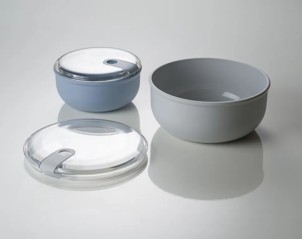 Lunchbox Omada Pull Box Rond Blauw/Wit (2-Delig)