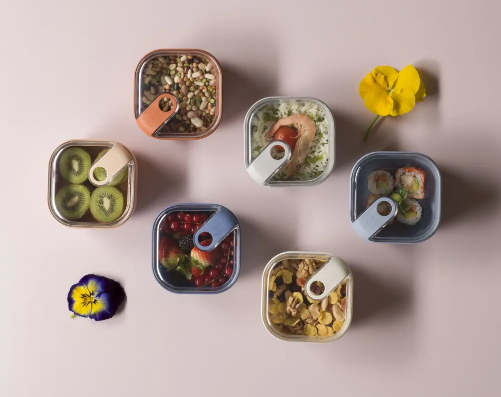 Omada Lunchbox Pull Box Vierkant Beige 425 ml