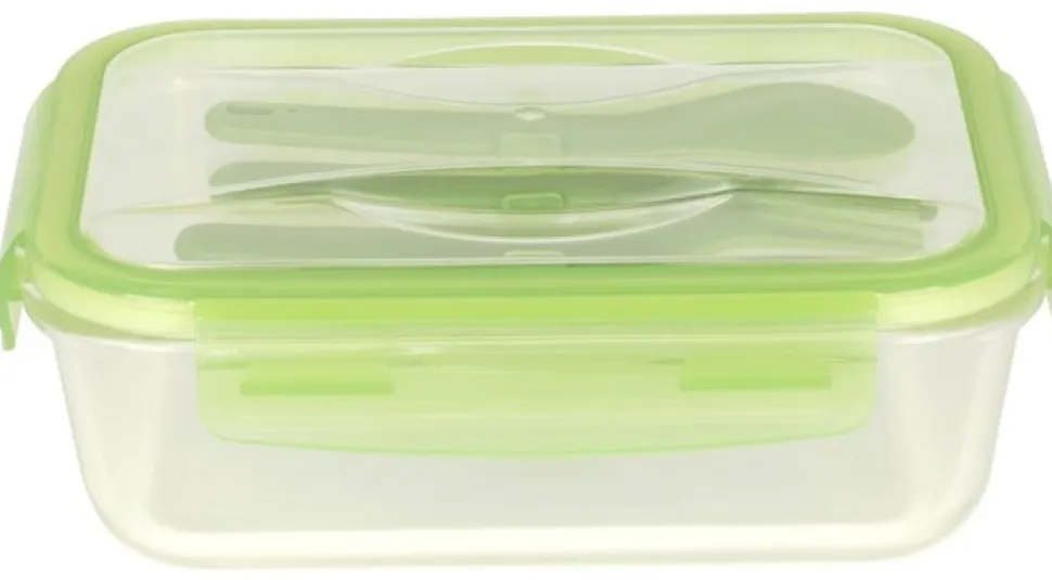 Lunchbox Pebbly Met Bestekset Plastic 1,2L Green