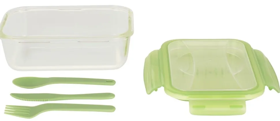 Lunchbox Pebbly Met Bestekset Plastic 1,2L Green