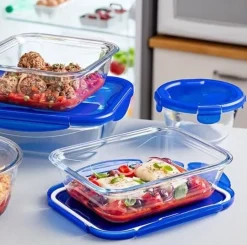Pyrex Lunchbox Cook & Go Rechthoek Transparant Blauw 0,8 L (3-delig) New