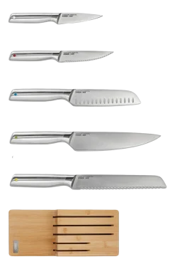 Joseph Joseph Messenset Elevate Steel Knives Bamboo Bruin (5-delig) 24 Discount