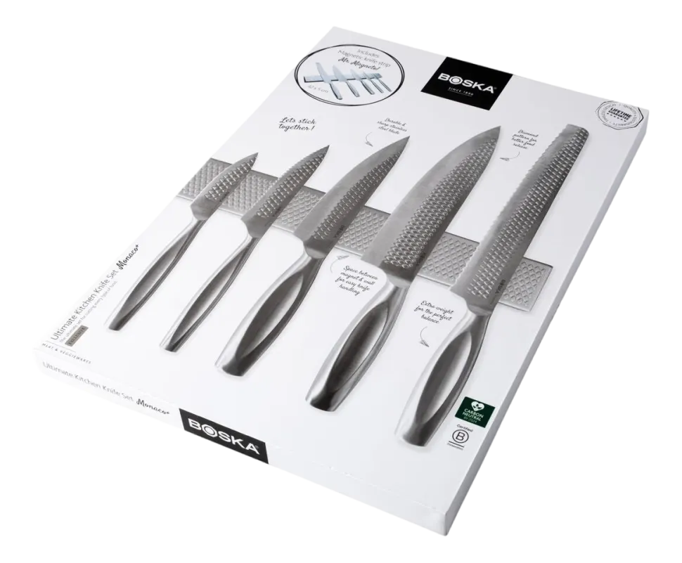Messenset Met Magneetstrip Boska Monaco+ Ultimate Kitchen Knife Silver (Set van 6)