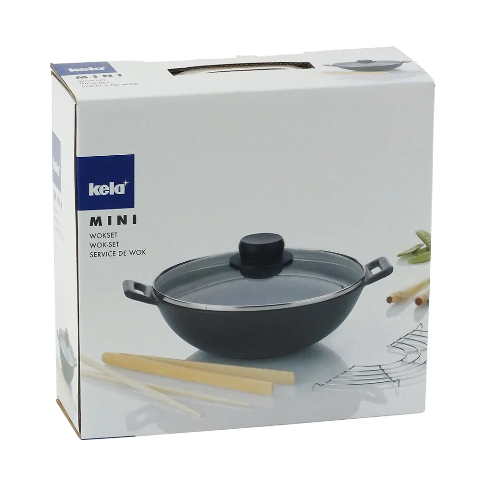 Mini Wok Set Kela Asia Zwart 24 cm (Set van 5)