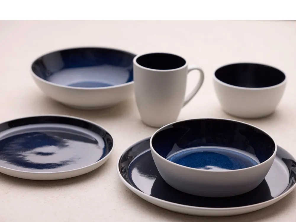 Bitz Mok Gastro White / Dark Blue 300 ml (Set van 4)