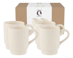 Mok vtwonen Mugs With Ear Ceramic Offwhite (Set van 4)
