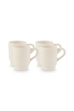 Mok vtwonen Mugs With Ear Ceramic Offwhite (Set van 4)