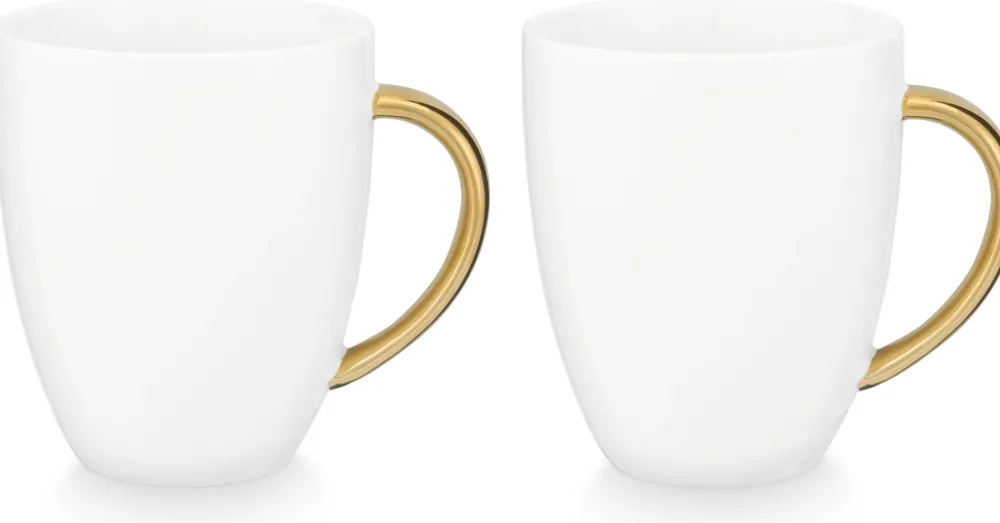 VT Wonen Mok vtwonen With Ear White Gold 250 ml (Set van 2) Best