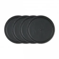 Dutchdeluxes Onderzetter Coaster Split Leather Black (set van 4) Discount