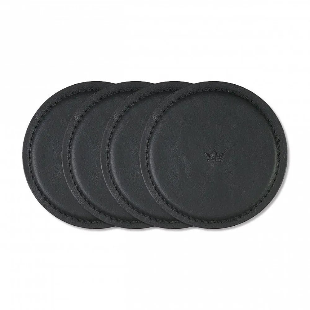 Dutchdeluxes Onderzetter Coaster Split Leather Black (set van 4) Discount