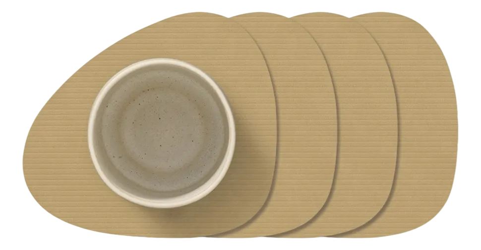 Onderzetter Lind DNA Curve Corduroy Nupo Khaki (Set van 4)