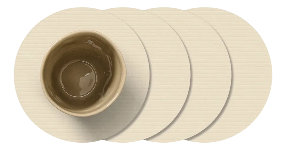 Onderzetter Lind DNA Glass Mat Circle Corduroy Nupo Vanilla (Set van 4)