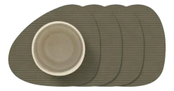 Onderzetter Lind DNA Glass Mat Curve Corduroy Nupo Army Green (Set van 4)