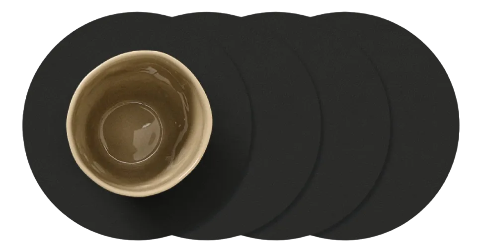 Onderzetter Lind DNA Glass Mat Circle Nupo Black Ink (Set van 4)