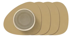 Lind DNA Onderzetter Glass Mat Curve Nupo Khaki (Set van 4) Sale