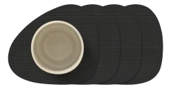 Lind DNA Onderzetter Glass Mat Curve Corduroy Nupo Black Ink (Set van 4) Outlet