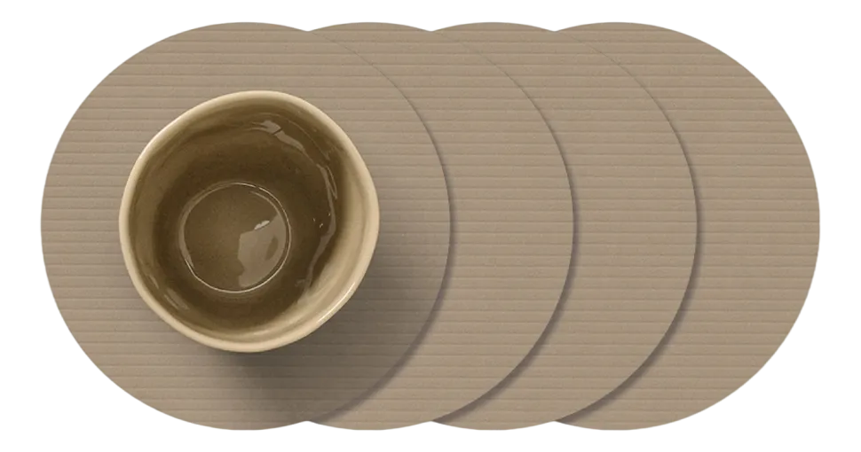 Onderzetter Lind DNA Glass Mat Circle Corduroy Nupo Clay Brown (Set van 4)
