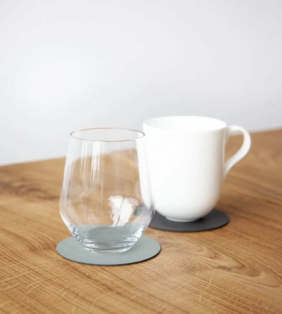 Onderzetter Lind DNA Glass Mat Double Circle Cloud Nupo Anthracite Pastel Green (Set van 4)