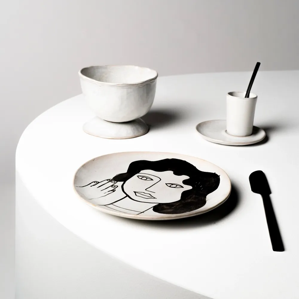 Serax Ontbijtbord La Mère Tableware By Marie Michielssen Off White Black M 20 cm