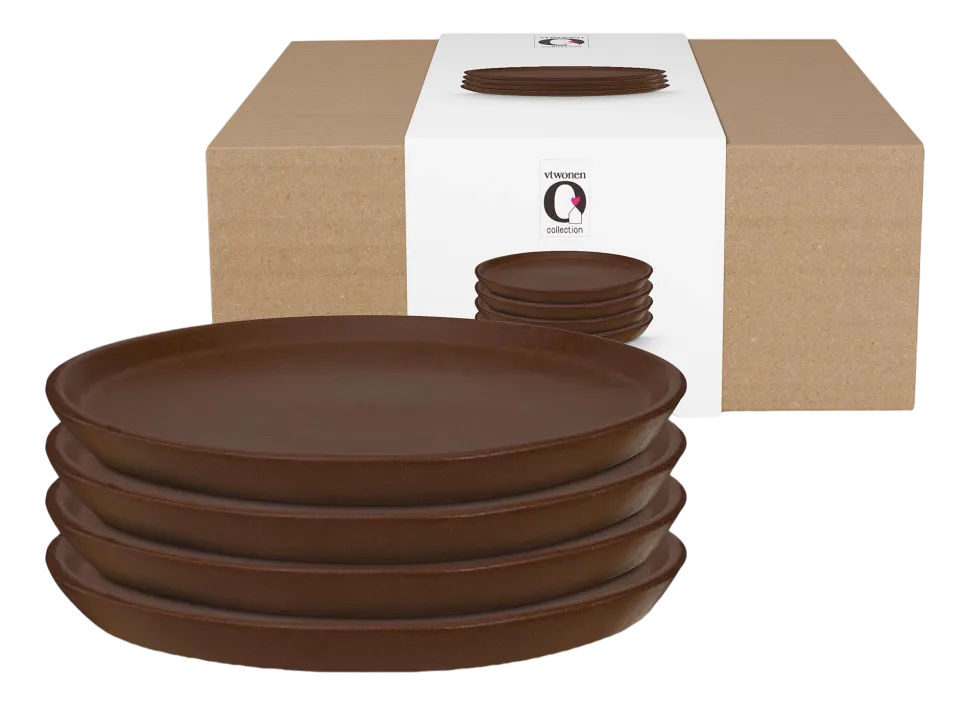 Ontbijtbord vtwonen Ceramic Brown 17 cm (Set van 4)