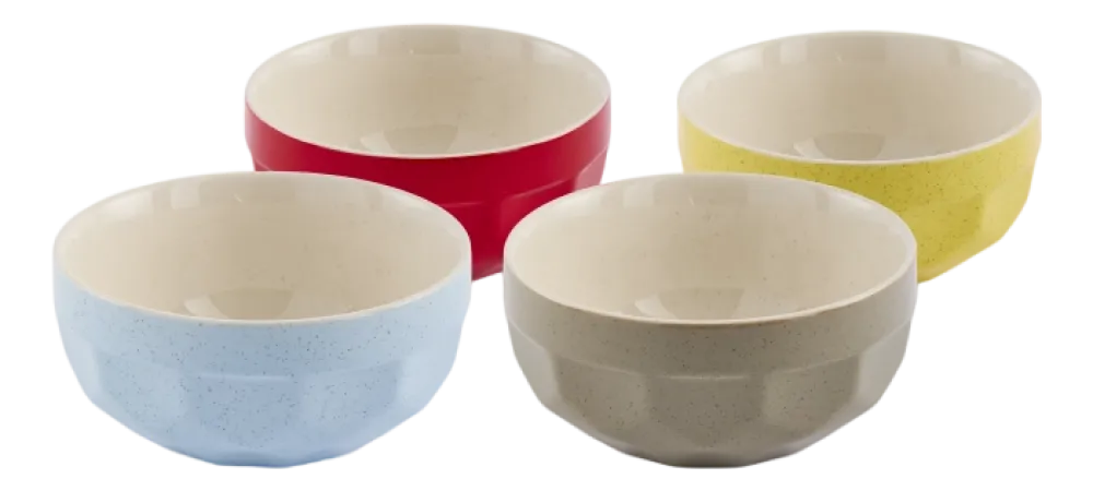 POLSPOTTEN Ontbijtkom La Marzocco Polygon Multi-colour 720 ml (Set van 4) Outlet