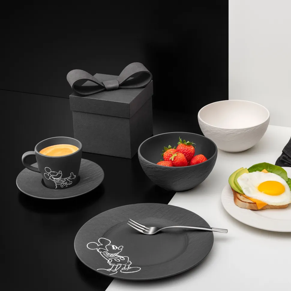 Ontbijtset Villeroy & Boch Manufacture Rock Mickey Mouse Zwart (4-delig)