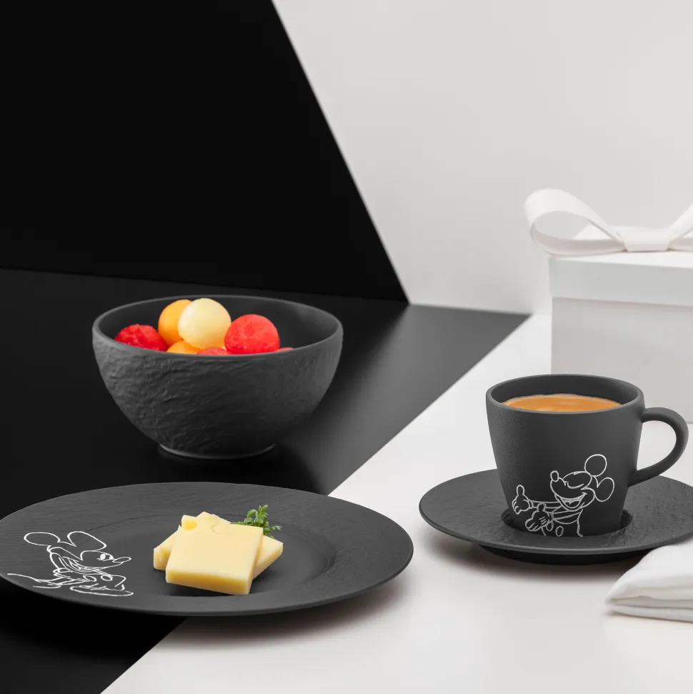 Ontbijtset Villeroy & Boch Manufacture Rock Mickey Mouse Zwart (4-delig)