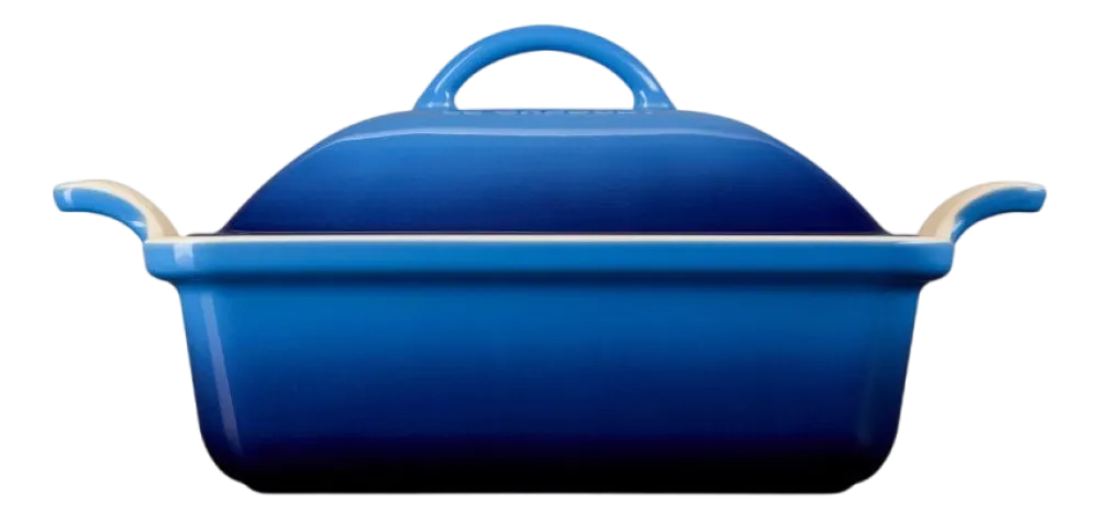 Le Creuset Ovenschaal Heritage Vierkant met Deksel Azure 23 New