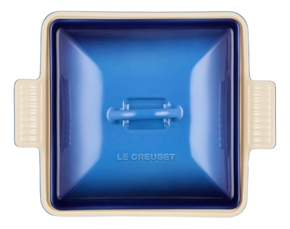 Le Creuset Ovenschaal Heritage Vierkant met Deksel Azure 23 New