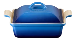 Le Creuset Ovenschaal Heritage Vierkant met Deksel Azure 23 New