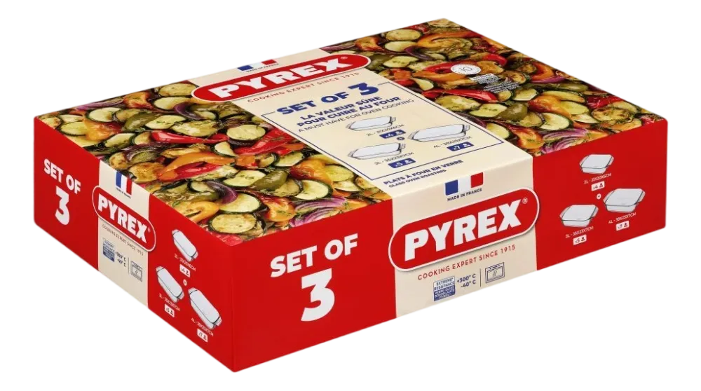 Pyrex Ovenschaal Must Have Kits Rechthoek Transparant 2 L / 3 L / 4 L (3-Delig) Online