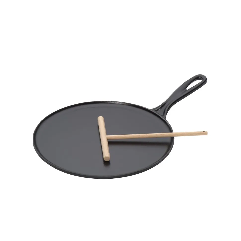 Pannenkoekenpan Le Creuset met Spatel en Beslagverdeler Mat Zwart 27 cm