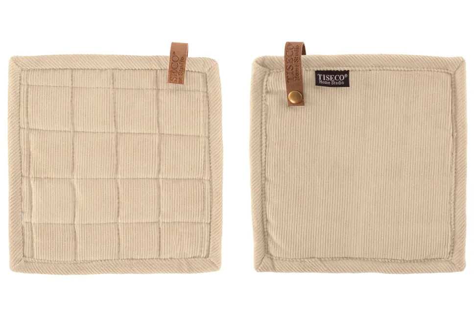 Pannenlap Tiseco Home Studio Velmar Beige (Set van 2)