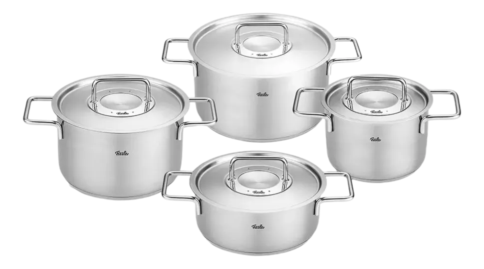 Pannenset Fissler Pure Collection Met RVS Deksels (4-Delig)