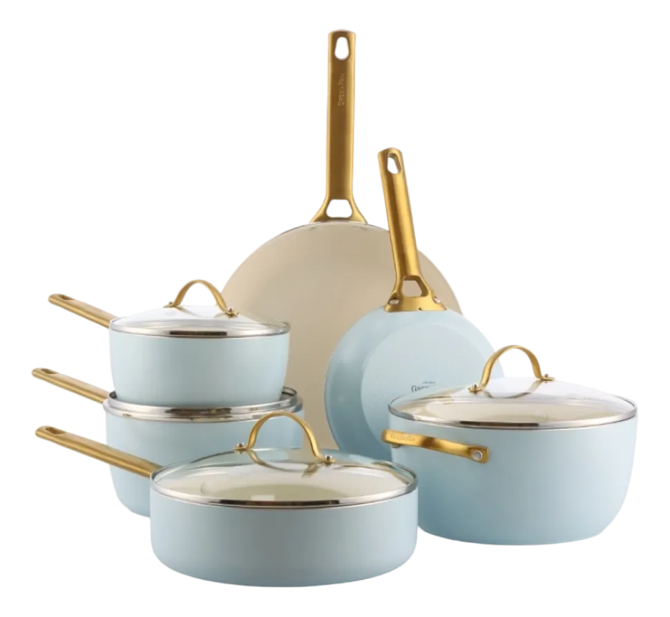 Pannenset GreenPan Padova Light Blue Met Keramische Antikleeflaag (10-Delig)