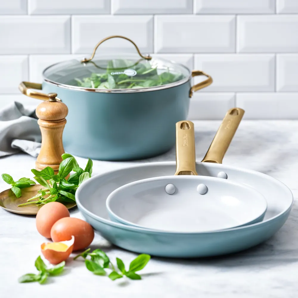 GreenPan Pannenset Padova Smokey Blue Met Keramische Antikleeflaag Discount
