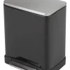 EKO Pedaalemmer E-Cube Recycling Zwart Mat RVS 10+9L
