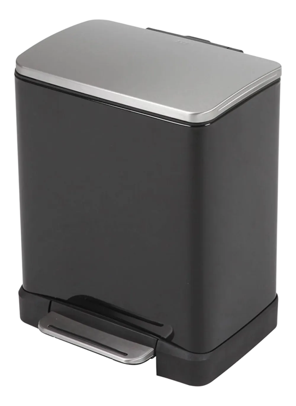 EKO Pedaalemmer E-Cube Recycling Zwart Mat RVS 10+9L