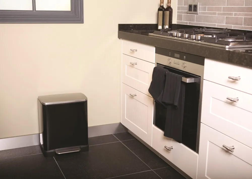 EKO Pedaalemmer E-Cube Recycling Zwart Mat RVS 10+9L